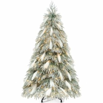 YITAHOME Pre-Lit Flocked Christmas Tree