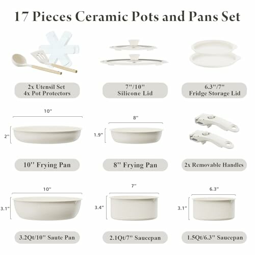 Bazova 17-Piece Ceramic Cookware Set