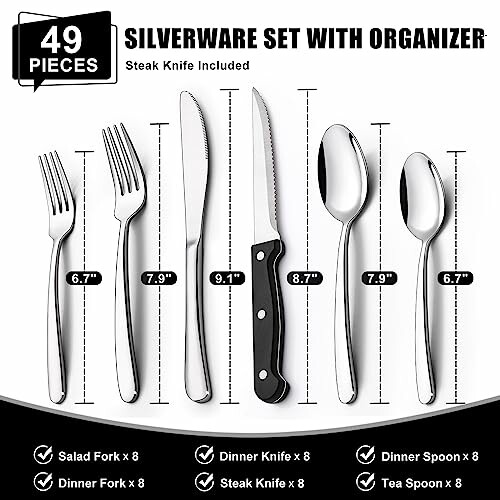 EWFEN 49-Piece Silverware Set