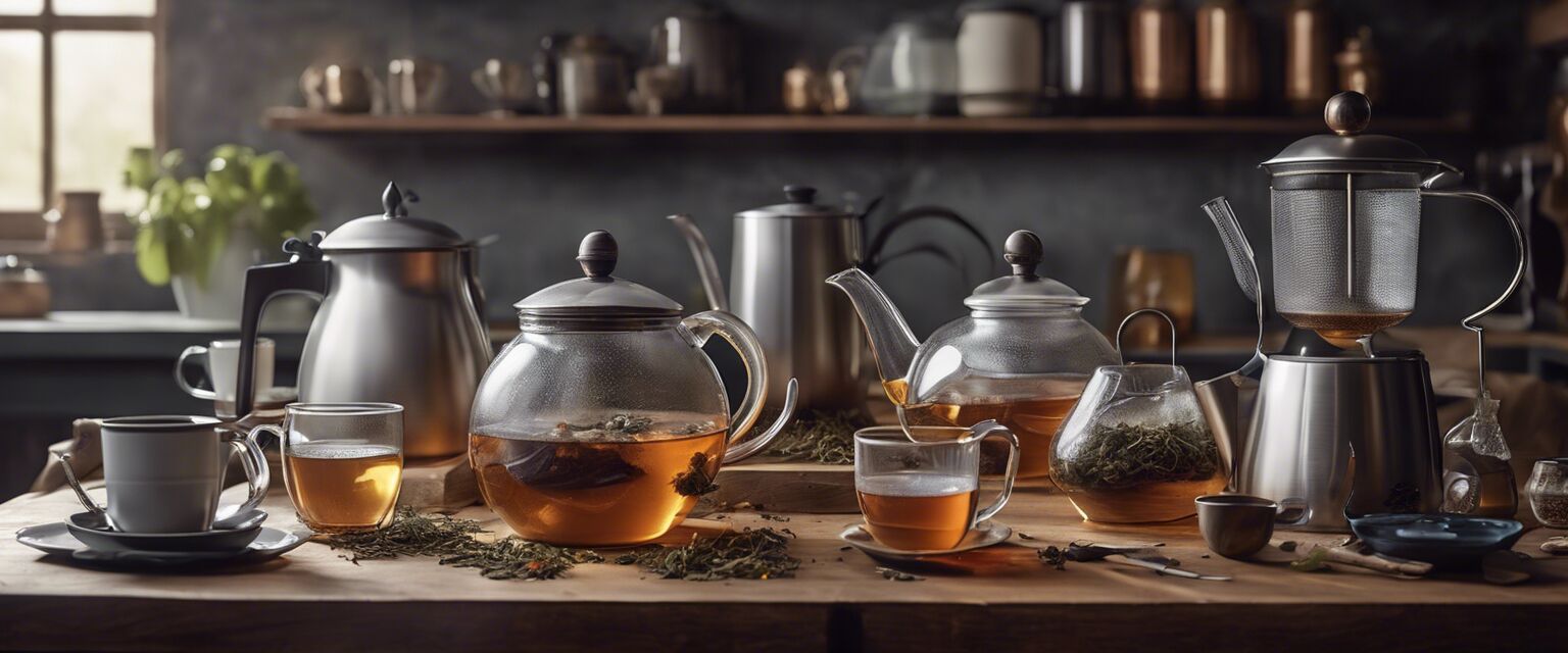 Tea accessories displayed on a table