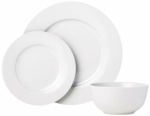 White dinnerware set with plates and a bowl